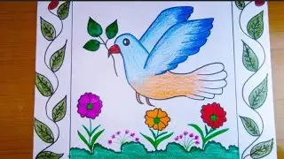 Pigeon Drawing Easy Step By Step / Kabutor Drawing Easy/ Pigeon Drawing / Flying Pigeon Drawing#bird