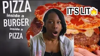 PIZZA INSIDE A BURGER INSIDE A PIZZA Reaction| HellthyJunkFood