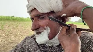 ASMR Old Man - Beard Shaving Easy and Simple Shaving with Old Barber - Straight Rozer Shave ASMR