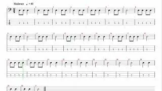 Beginner Rhythm Exercise for Bass Guitar - halvs, quarters, eighth notes