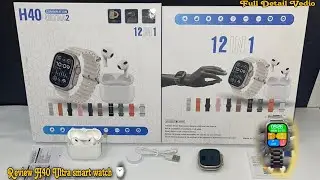 Review H40 Ultra smart watch with 10 Different Straps and Wirless Airbuds | Latest Ultra smart watch