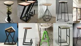 matel frame wooden stool designe,,scrape metal art decoration
