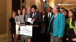 Senate President Pro Tem Kevin de Leon is speaking about growing support among businesses for #S350