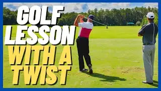Ben Bockin gets an OPPOSITE-HANDED golf lesson!
