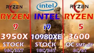 RYZEN5 3600(SMT off) vs INTEL i9 10980XE vs RYZEN9 3950X | Gaming Benchmark |