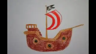 Piratenschiff zeichnen f&uuml;r Kinder