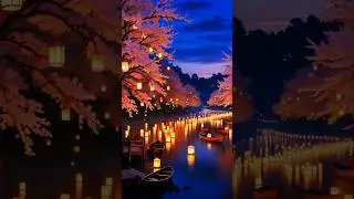 River of Glowing Wishes 🌸✨ #shorts #trending #wallpaper #livewallpaper #snow #scenery #sky #short