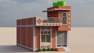 3D 2 Bedroom Small House Design,18x32 Village House Plan