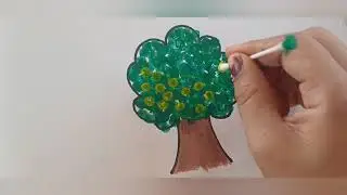 Easy Tree 🌳 Drawing from earbud  for kids n toddlers... @AaggupagguTVOfficial