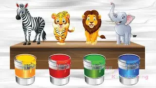 Farm Animals Bathing Colors Fun | Learn Wild Animals Name & Sounds For Kids