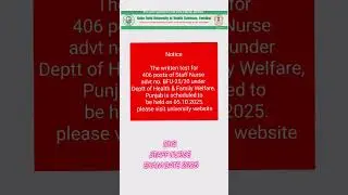 📢 DHS Punjab Staff Nurse Exam 2025 |  Admit Card Soon! #dhsexam #viralshorts #youtubeshorts #bfuhs
