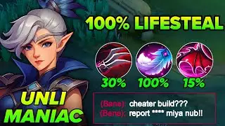 MIYA NEW LIFESTEAL BUILD AUTO FULL HEALTH!! 190 KILLS UNLI MANIAC!💀 - mobile legends 
