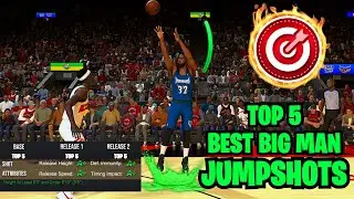 TOP 5 BEST BIG MAN JUMPSHOTS FOR CENTERS 6'10-7'3 IN NBA 2K24 | EASY GREEN JUMPSHOT FOR LOW 3PT