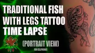 Traditional Fish With Legs Tattoo