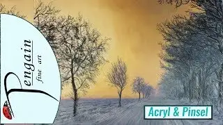 Winterlandschaft im Morgennebel in Acryl  - Tutorial