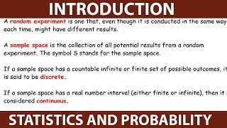 Definition of terms(Discrete and continuous sample space)