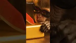 Monkey ASMR: Cutting a Golden Brick 🐒✨ | Satisfying & Funny Sounds #shorts #asmr #monkey