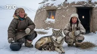 &ndash;74&deg;C Blizzard Survival: Mountain Woman, Daughter & Their Wolf Family Brave the Frozen Storm