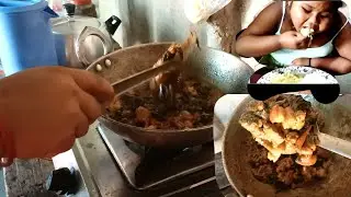 Rossele Leave With Pork, Cooking Eating Tasty Food, Bodo Cooking