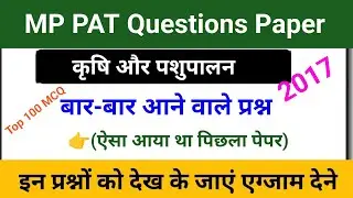 Mp Pat Previous Year Question Paper 2017 Part -2| MP PAt Exam 2024 | Pat previous year paper |
