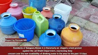 Residents of Batapora Binner in Baramulla on Monday staged a silent protest against the Jal Shakt