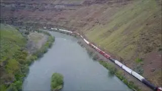 Aerial view: BNSF Oregon Trunk subdivision chase part 2 April 2017