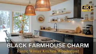 Rustic Winter Wonderland: Black Farmhouse Charm with Bold and Elegant Kitchen Colors