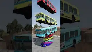 Mixed Rainbow Colour Cars & Buses Fall Crash - BeamNG.drive || Beamng Boom || #beamngdrive