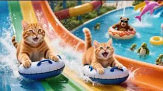 Mama cat and Ginger kitten Harvest Grapes to make kitten's waterpark Dream com