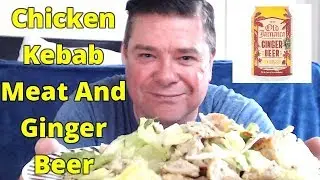 ASMR Mukbang Eating Chicken Kebab Meat And Drinking Ice Cold Ginger Beer