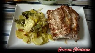 Costillas asadas al horno con patatas panaderas , Receta para Navidad. Carmen Cárdenas.wmv