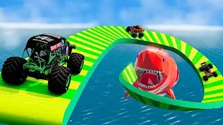 😈Monster truck mega ramp extreme racing||😱impossible truck stunt driving gadi wala game android ga.