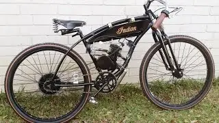 Black Indian Boardtracker Replica 2 Stroke Custom Motorized Bicycle