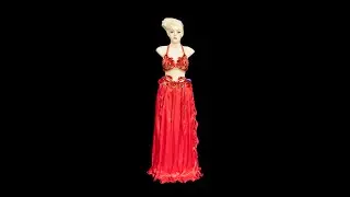 Red Belly Dance Costume with Heavy Pearl & Sequin Work | Customizable Dress by Rose Fashion House
