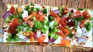 Bread Pizza Recipe | Bread Pizza on Tawa | Without Oven!!