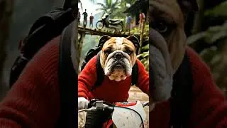 🐶🔥 Bulldog Naik Motor Trail Terobos Banjir! | Aksi Kocak di Pedesaan 🌊🏍️