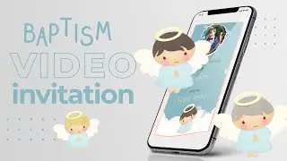 Baptism Invitation, video Invitation Angel Invitation Baby Baptism Boy