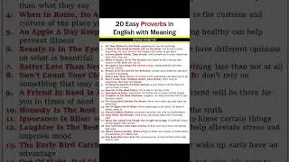 20  Easy Proverbs in English with meaning #english  #learnenglish  #ytshorts #vocabulary