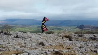 Flight on the limestone pavements, with a Djinn quadline kite.