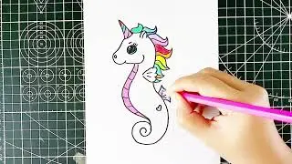 How to Draw a unicorn sea horse 🦄 || Drawing And Coloring Step by Step #satisfying #unicornseahorse