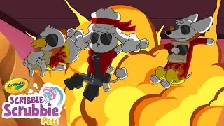 Can We Escape The Volcano? 🌋 Crayola Scribble Scrubbie | Funny Cartoons for Kids