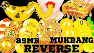 ASMR YELLOW FOODS. POP JELLY, TANGHULU, HONEY COMB, DRINKING SOUNDS EATING MUKBANG. ASMR REVERSE.