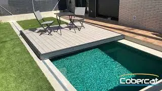 Tarima de madera para piscina. Cubierta plana transitable.