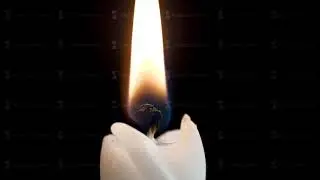 Macro candle smoke. Details of a candle flame, studio isolated. Match and candle on a black