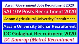 Assam Government Jobs 2020 | Assam Government Recruitment 2020 | SAI Recruitment 2020 |SAI 109 Posts