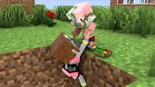 Baby Skeleton Girl and Baby Zombie Pigman - Sad Story - Minecraft Animation