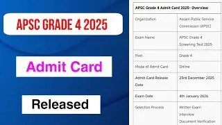 APSC Grade 4 2025 Admit Card Released | APSC Grade 4 2025 Admit Card Out | MDE