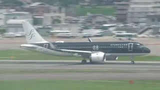 StarFlyer takeoff from Fukuoka   from International terminal behind glass