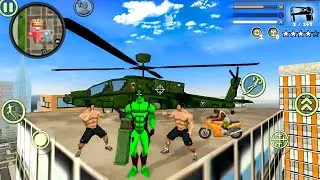 Green Deadpool Rope Hero Vice Town - New Military Helipad and Gangsters - Android Gameplay