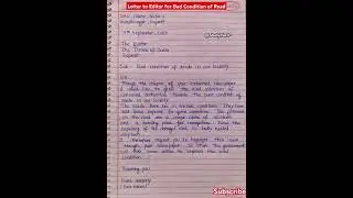 Letter to editor for bad condition of road in our locality l letter to editor